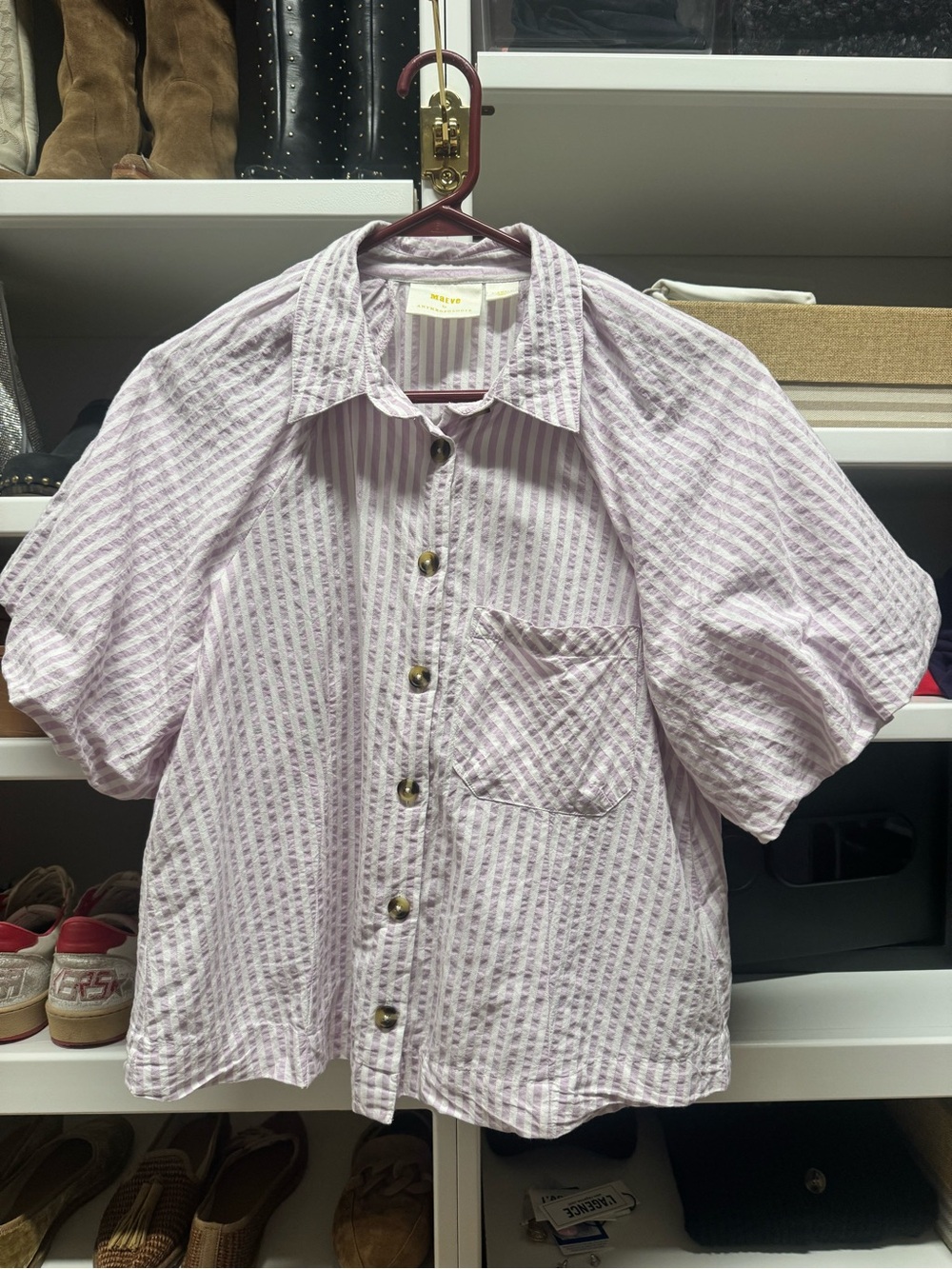 Mauve Light Purple Striped Button-Down Shirt